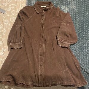 Entro Chocolate Brown Collared Dress
